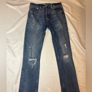 GAP Women’s 26 Classic Blue Distressed Button-Fly Jeans – Vintage Wash Denim